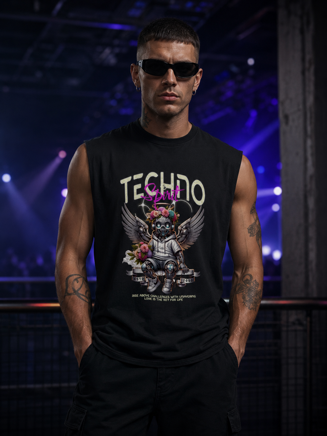 Techno Sleeveless Oversize Tee