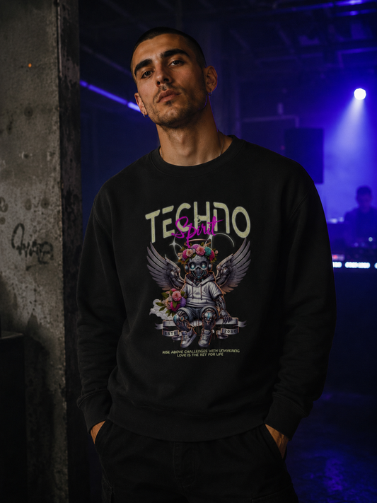 Techno Spirt Sweatshirt - Mit Ärmeldruck