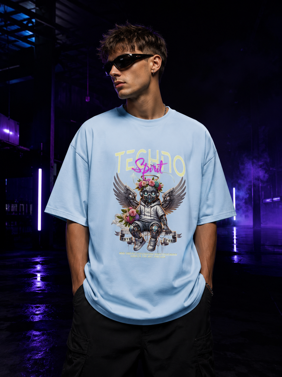 Techno Spirt Front Oversized Shirt