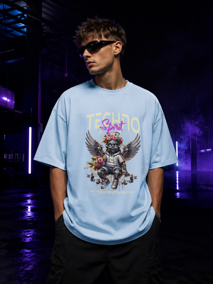 Techno Spirt Front Oversized Shirt